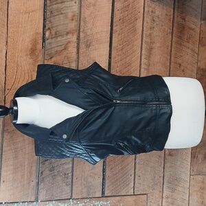 Faux leather L moto vest